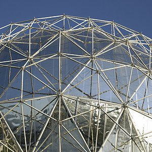 银穹顶大厦建造金属工程天空科学材料蓝色耐用性三角形图片