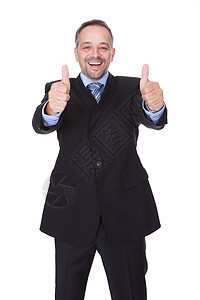与大拇指一起欢乐的商务人士男人胡须商务手势工作商业人士工人拇指工作室图片
