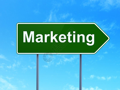 营销概念 道路标志背景上的营销;路标背景图片
