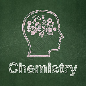 教育概念 以黑板背景的金融符号和化学为主的教育理念图片