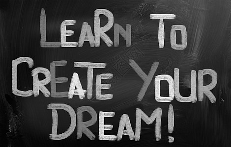 学习创造你的梦想概念指导成就工作黑板木板进步成功生长绘画粉笔图片