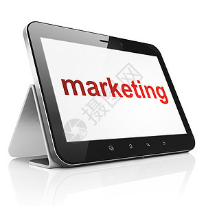 广告概念 在平板电脑上进行推销营销网络品牌创造力销售宣传社区软垫互联网公关图片