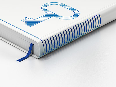安全概念特写 bookKey 在白色背景上阅读政策研究裂缝代码攻击网络技术蓝色文学图片