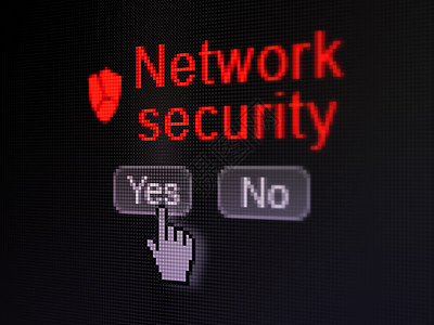 保护概念 在数字计算机屏幕上使用断盾图标和网络安全网图片