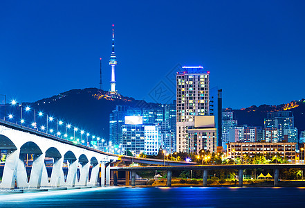 首尔汉江桥反射场景城市地标天际都市建筑学风景景观图片