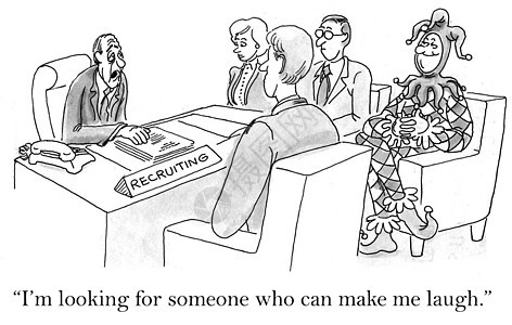 候选人工作男人漫画小丑商业女性商务老板面试面试官图片