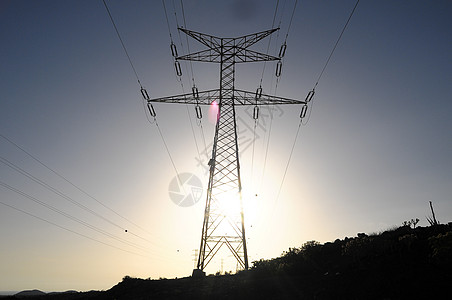 电线皮兰太阳地平线电塔电缆网格技术线路天空连接传播图片