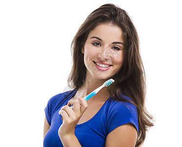 有牙刷的漂亮女人治疗牙科成人牙齿微笑美白药品卫生嘴唇刷子图片