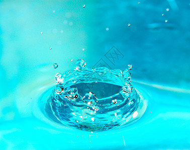 水滴特写运动雨滴液体波纹反射飞溅活力环境圆圈蓝色图片