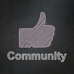 社会网络概念 黑板背景的缩略图和社群朋友投票黑色网站木板学校拇指博客粉笔手指图片