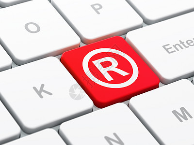在计算机键盘背景上注册的法律概念数据财产按钮版权知识分子执法商业作者法庭商标图片
