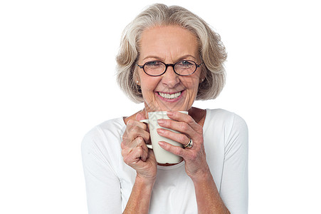 想和我一起喝杯咖啡吗眼镜女士工作室杯子老太太女性冒充饮料白色老年人图片