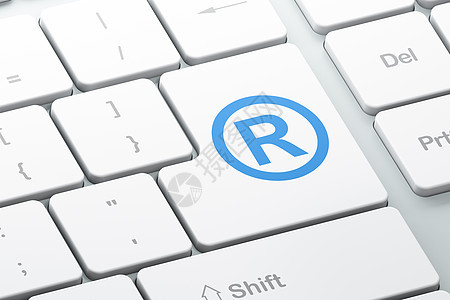 在计算机键盘背景上注册的法律概念专利执照商业国际按钮分子知识贸易权利商标图片