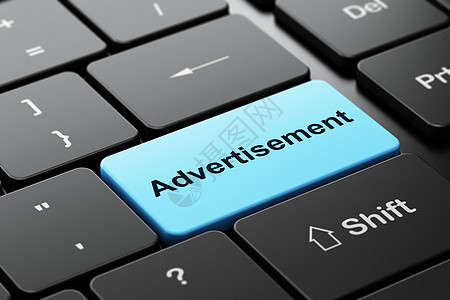 营销概念 在计算机键盘背景上刊登广告销售市场电脑钥匙按钮公关蓝色公司产品晋升图片