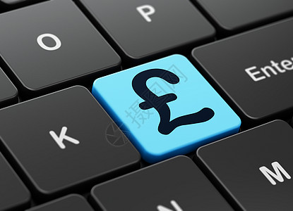 计算机键盘背景上的货币概念英镑宝藏库存金融按钮钥匙电脑支付财富资金交换图片