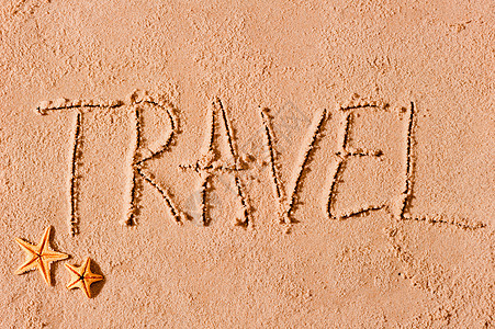 在沙海和海星上写字旅行图片