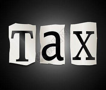 税收概念消费打印插图黑色经济关税金融字母所得税征税图片