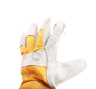手戴皮手套工业衣服白色工人工具纺织品展示手指工作材料图片