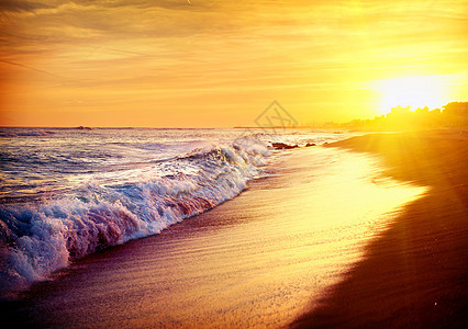 地中海美海日落海滩 地中海 西班牙图片