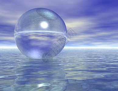 水晶球渲染地球反射天堂反思插图气泡玻璃海洋冥想图片