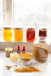 蜂蜜蜂制品瓶子营养花粉勺子玻璃不育症蜜蜂养分养蜂业药品图片