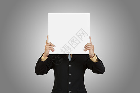 空白板的商务人士商务领带木板手指人士白色套装展示海报正方形图片