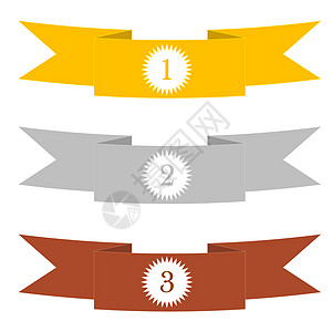 金 银和铜卢布金属横幅数字竞赛冠军灰色标签金子海豹丝带图片