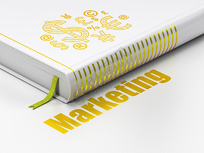 营销概念 书籍 金融符号 白背景的营销图片