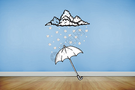 伞面的复合图象房间货币蓝色地板绘图涂鸦计算机木头云计算经济图片