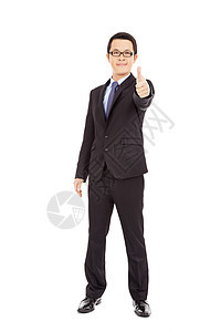 自信的商务人士站起手拇指图片