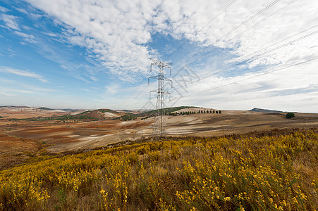 西班牙圣家堂电力线力量地球爬坡种植园农场农村农田天空阴影农业背景