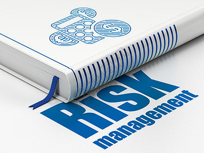 白色背景上的书财务概念 书籍计算器 白色背景上的风险管理背景