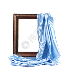 蓝色丝绸的木框图片
