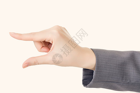 商业妇女的手用手指来挑选或取人身体手势工作室女性图片