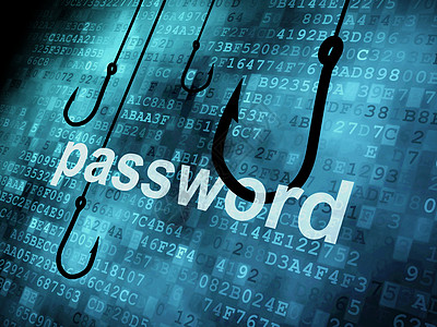 钓鱼钩所连接的密码互联网蓝色监视器骇客技术屏幕隐私间谍展示电脑图片
