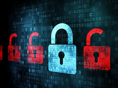 安全概念 锁在数字屏幕上隐私保障闭锁犯罪网络攻击软件软垫电脑技术图片