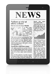 平板电脑屏幕上的数字新闻杂志通讯器金融笔记本企业商业通讯记事本报纸插图图片