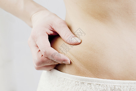 纤维素数字手指身体女孩展示指甲组织内衣橘皮腰部背景图片