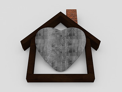 房屋符号和白色的旧木之心绘图平面塑像金子房子销售木头设计师商业外观图片