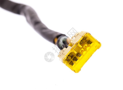 孤立的黄色连接插头活力互联网电子产品螺旋主板电脑电气电缆硬件塑料图片