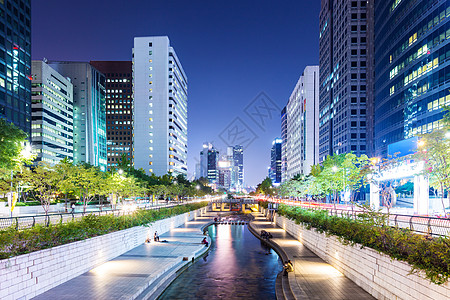 首尔市宗吉川市中心旅行溪流运河景观城市商业办公室风景建筑学图片