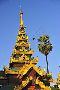 施韦达贡帕亚 扬贡 布尔马佛塔宗教旅行天空神社冥想宝塔雕像寺庙假期图片