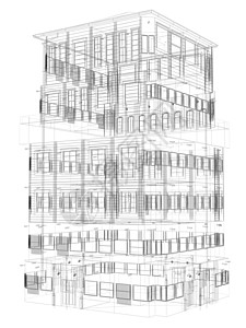 高精密的建筑结构 电线框架建筑学城市插图技术纬度网络市中心中心网格打印图片