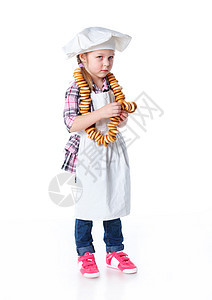 小面包师厨房童年孩子乐趣育儿烹饪厨师孩子们营养女孩图片