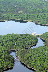 水电大坝蓝色鸟瞰图飞机水库植物活力环境流动绿色工业图片