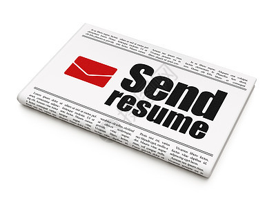 商业概念 带有Send Resume和电子邮件的报纸图片