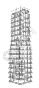 高精密的建筑结构 电线框架商业市中心网格生长艺术城市互联网插图建筑学中心图片