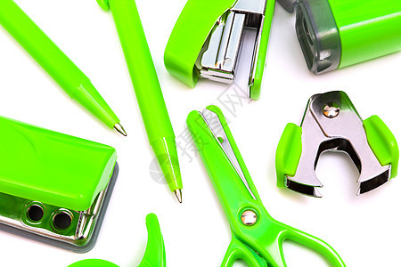 绿色物体办公室夹子铅笔剪刀补给品水平团体商业圆珠笔贮存图片