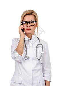 有电话的医生职业成人快乐药品保健实验室女孩治疗工作室从业者图片