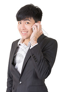 亚洲商务人士使用智能电话图片